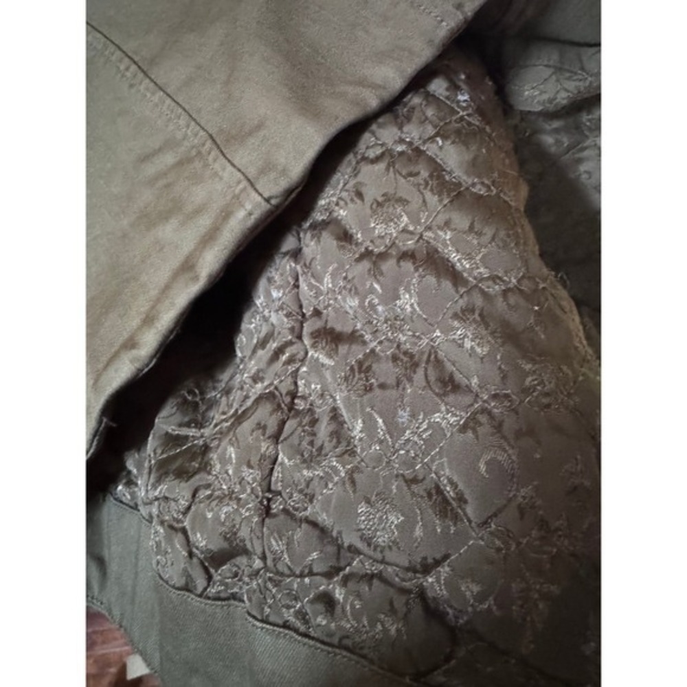Chicos Military Style Jacket Embellished Olive Green Women's 12/14 Size 2 - Picture 10 of 11